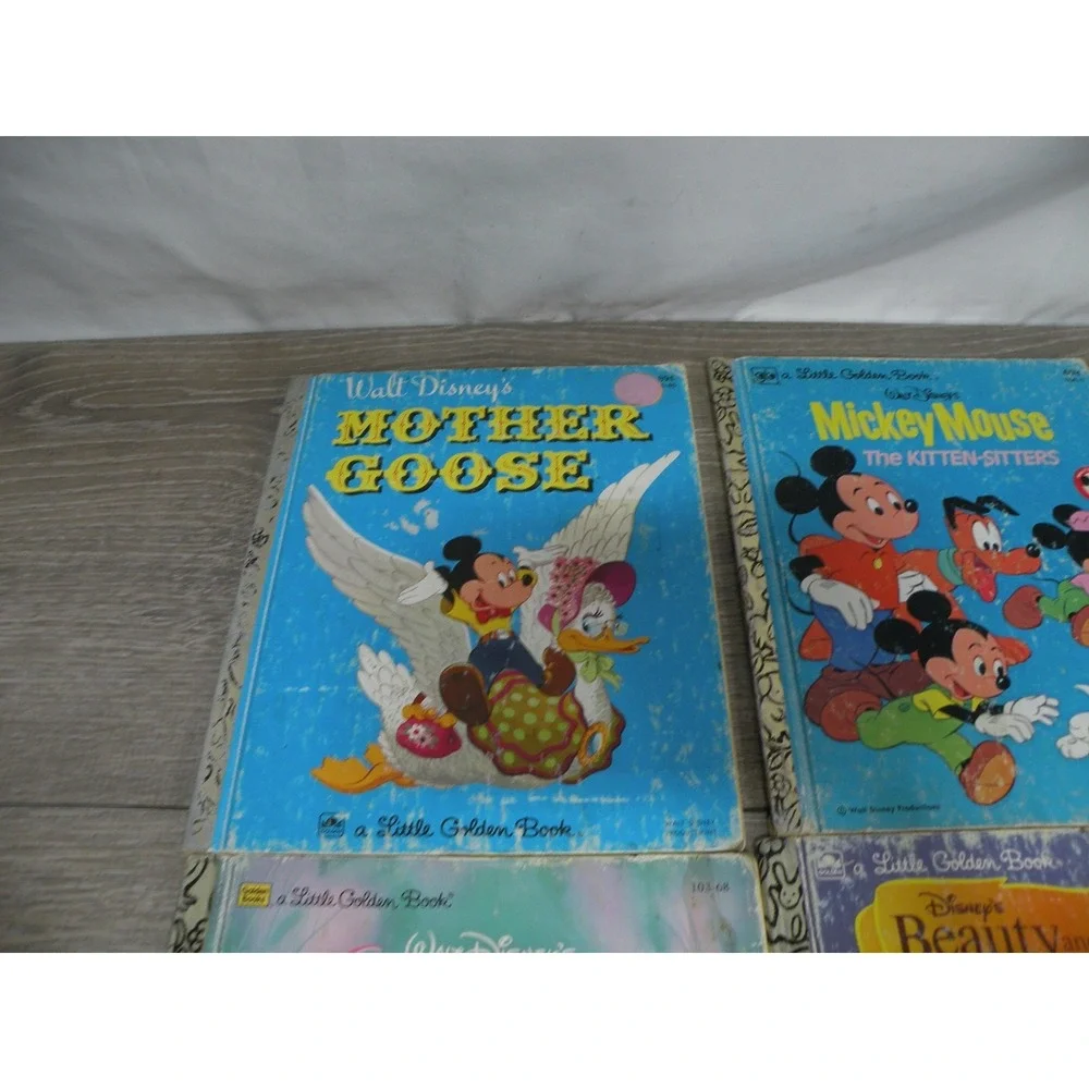 Walt Disney Little Golden Books Lot of 4 Cinderella Mickey Mouse Beauty Beast